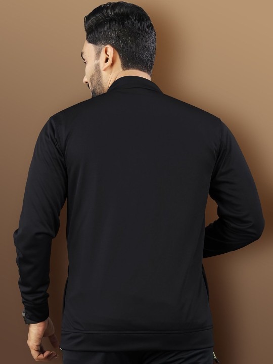 VeBNoR Men Solid Mock Collar Rapid Dry Bomber Jacket - Image 6