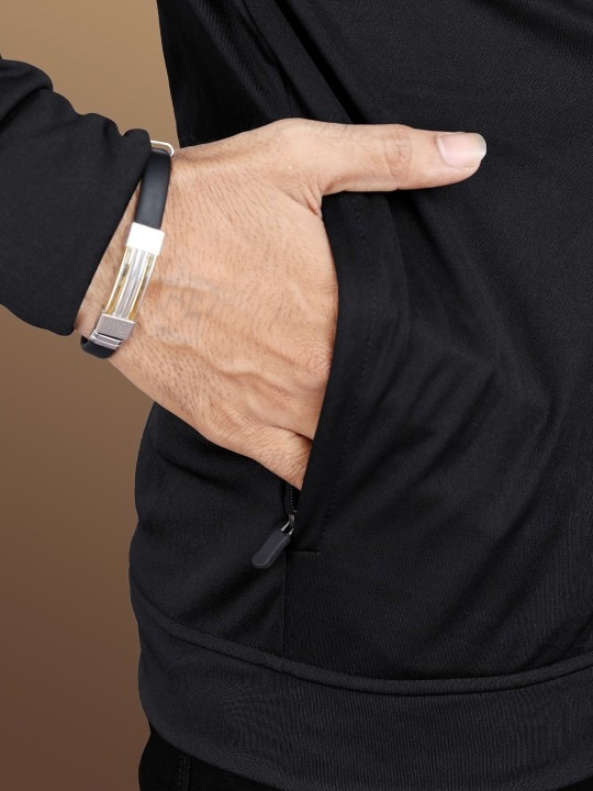 VeBNoR Men Solid Mock Collar Rapid Dry Bomber Jacket - Image 7